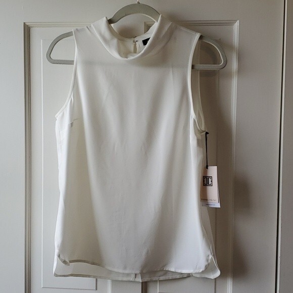 NWT WHITE FUNNEL NECK SLEEVELESS TOP IVANKA TRUMP SIZE SMALL OFFICE WORK - Picture 1 of 7
